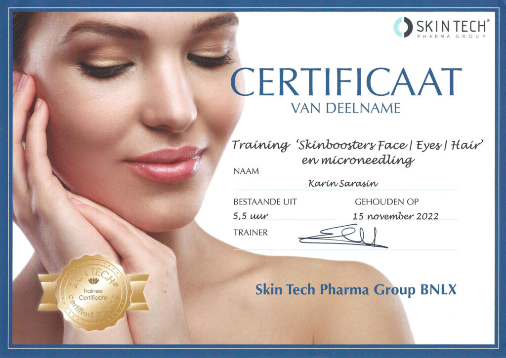 Nurse Karen Certificaat skinboosters